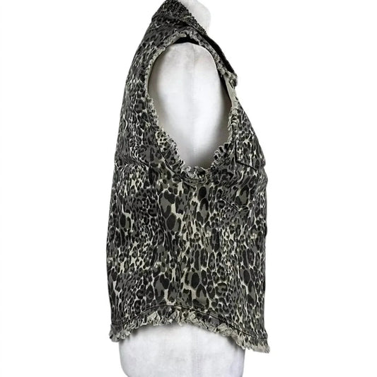 Women's Animal Print Distressed Vest