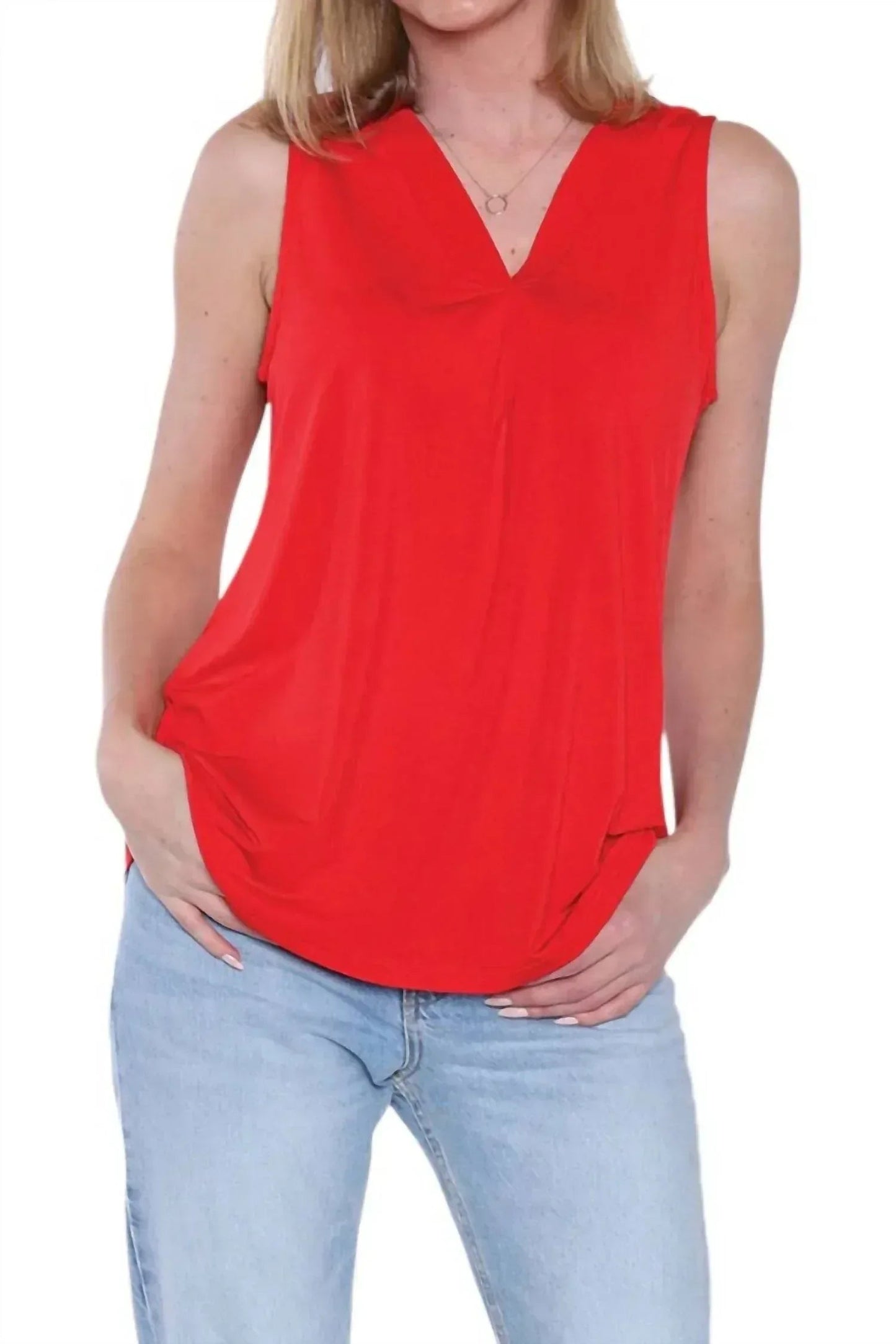 Sleeveless V-Neck Loose Fit Top