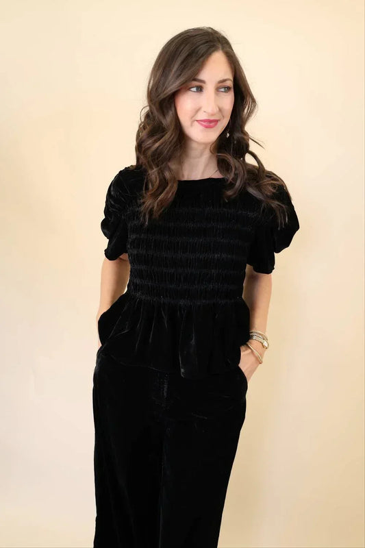 Forrest Stretch Velvet Top