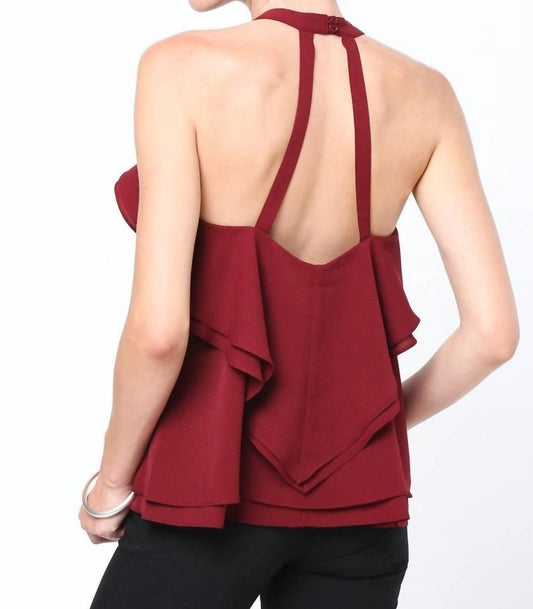 Zweilagiges Rüschen-Neckholder-Top