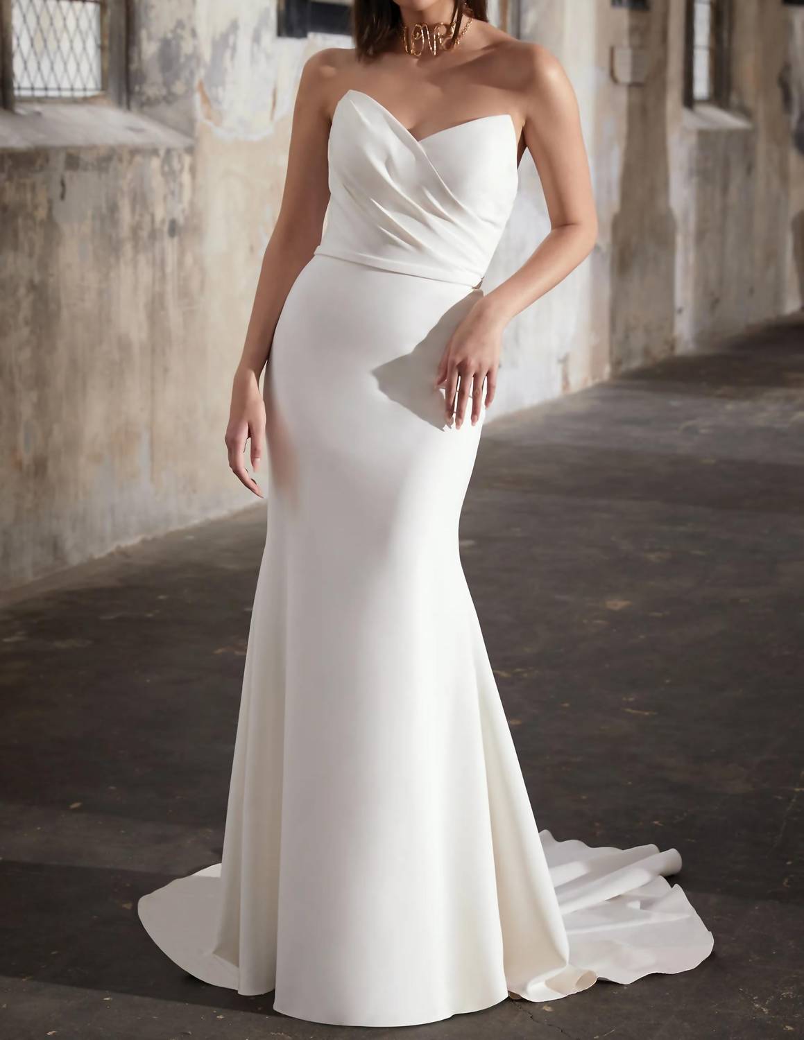 Sloane Stretch Crepe Fit And Flare Wedding Dress