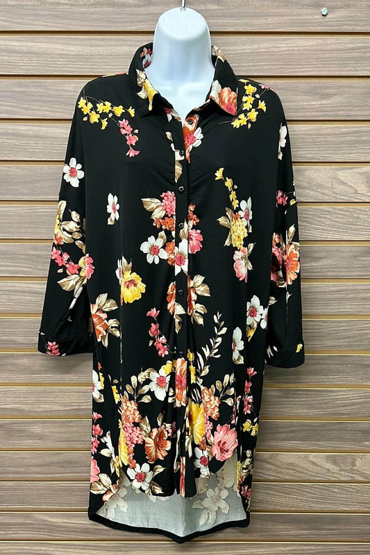 Women's Button-down Floral Dress