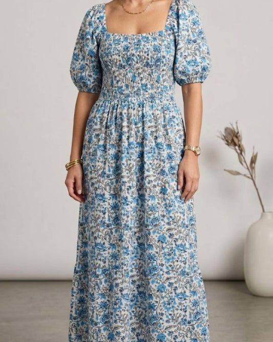 Abaco Puff Sleeve Midi Dress