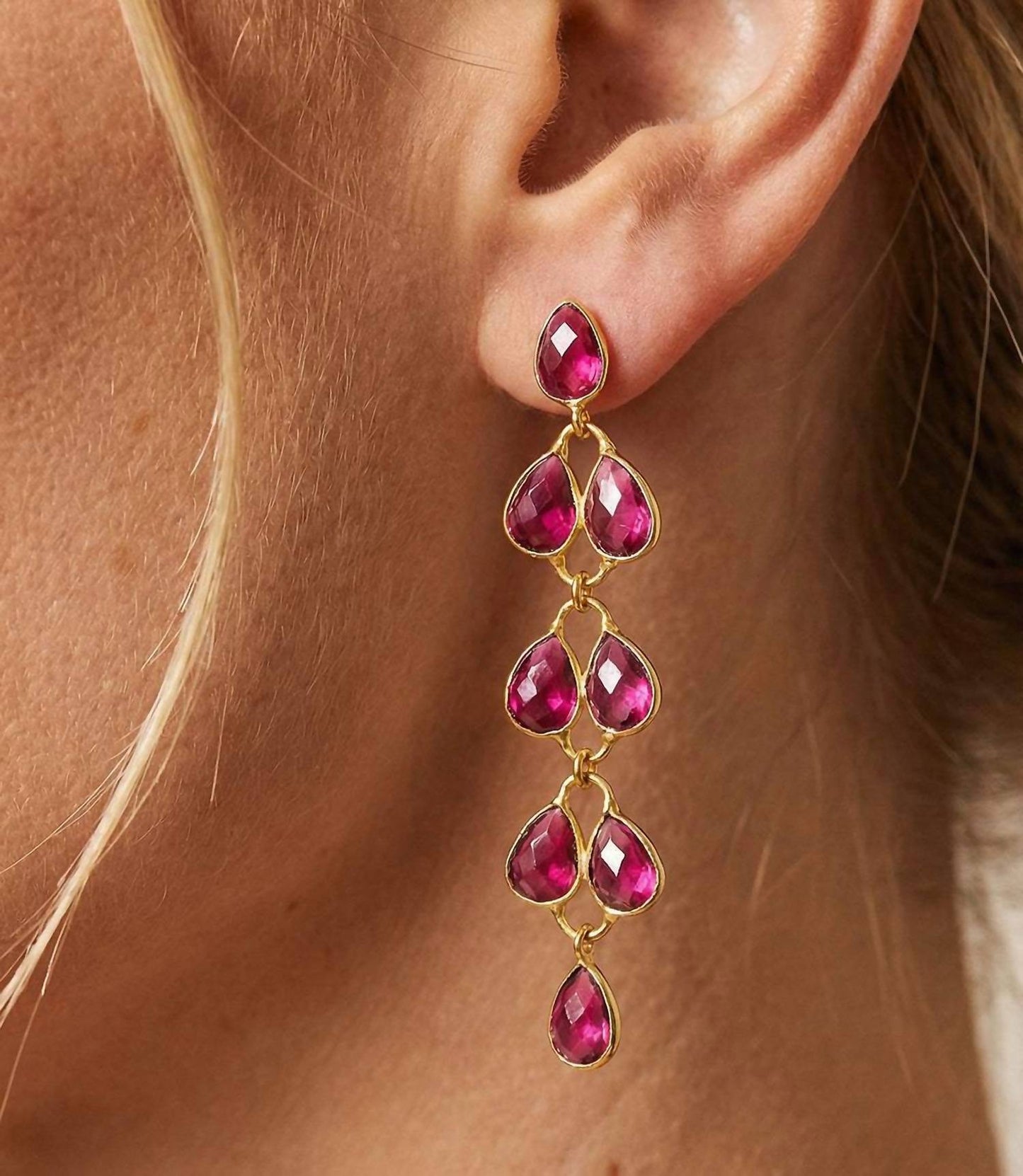 Women's Feather Drop Gemstone Earrings