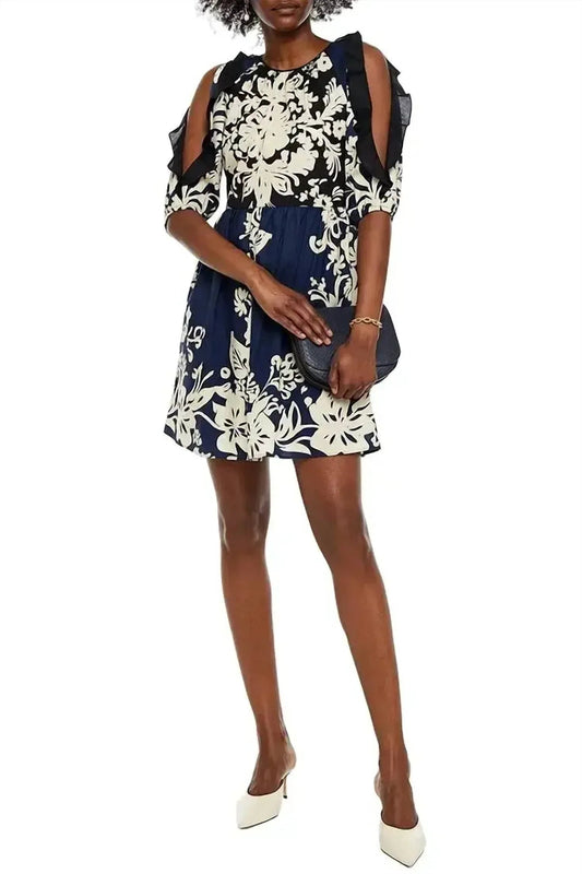 Cold-Shoulder Poplin Dress