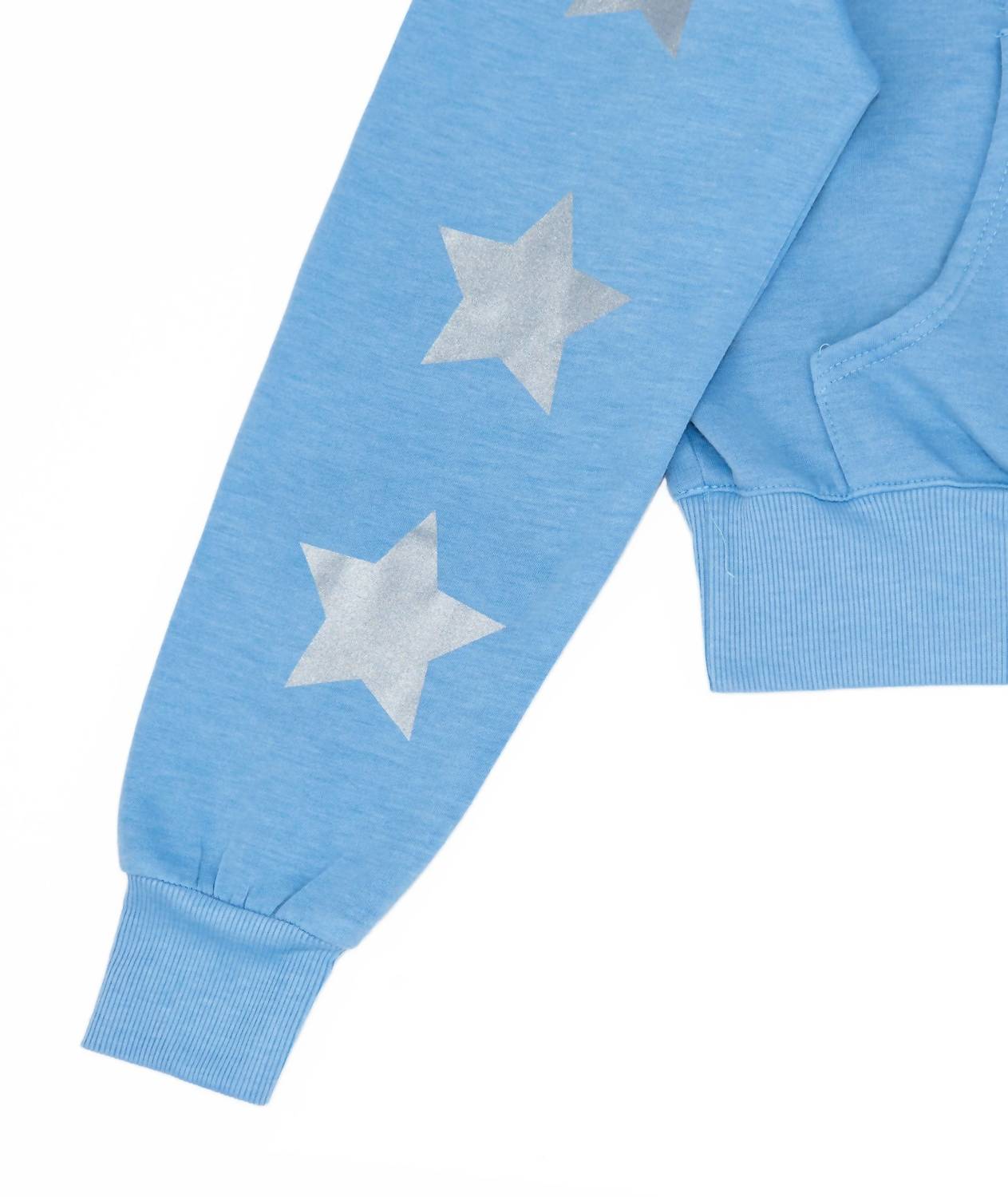 Girls Silver Star Trio Pocket Hoodie