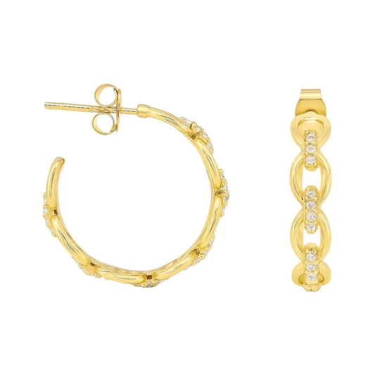 Women's Moissanite Oval Link Post Hoop Earrings