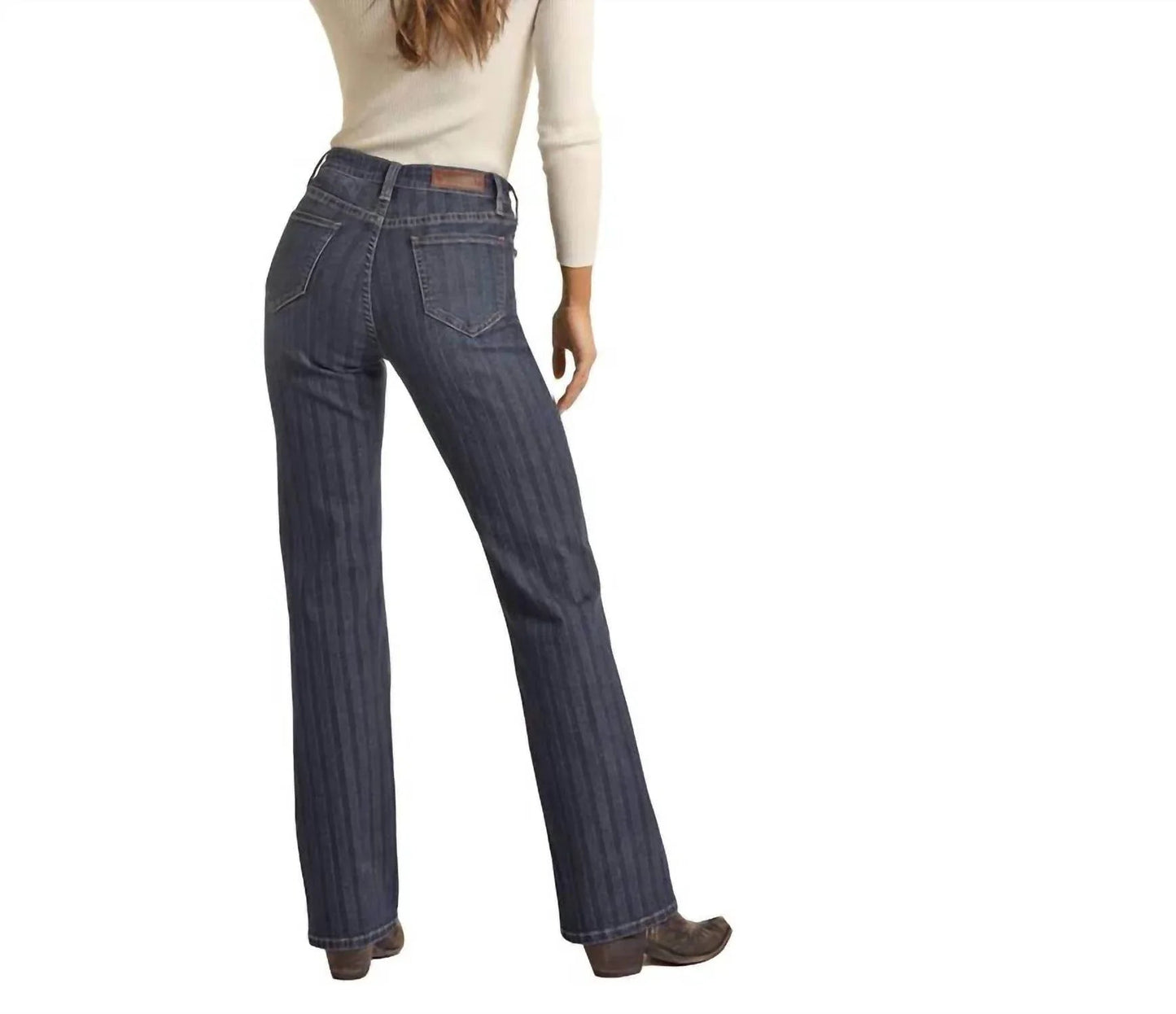 High-rise Tonal Stripe Boot Cut Jean