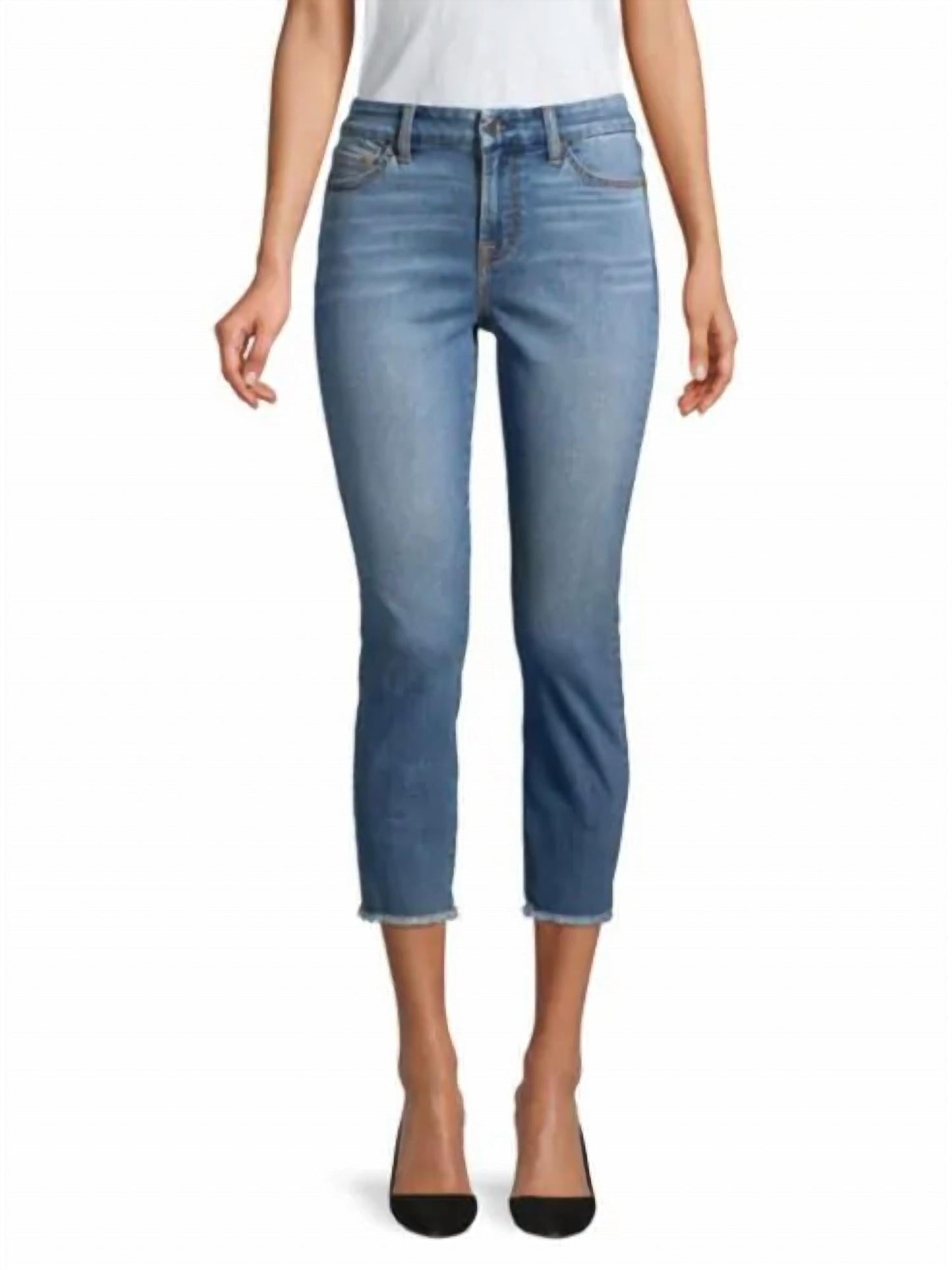 Fray Hem Skinny Jeans mit verkürztem Schnitt