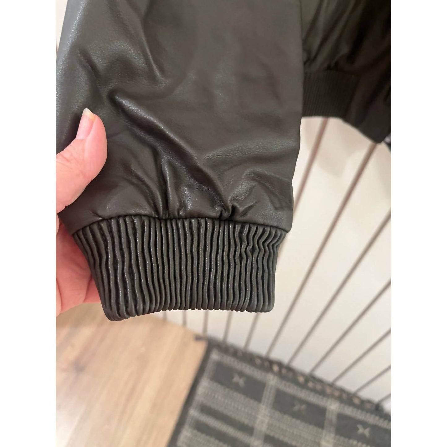 Damen Kunstleder Langarmjacke