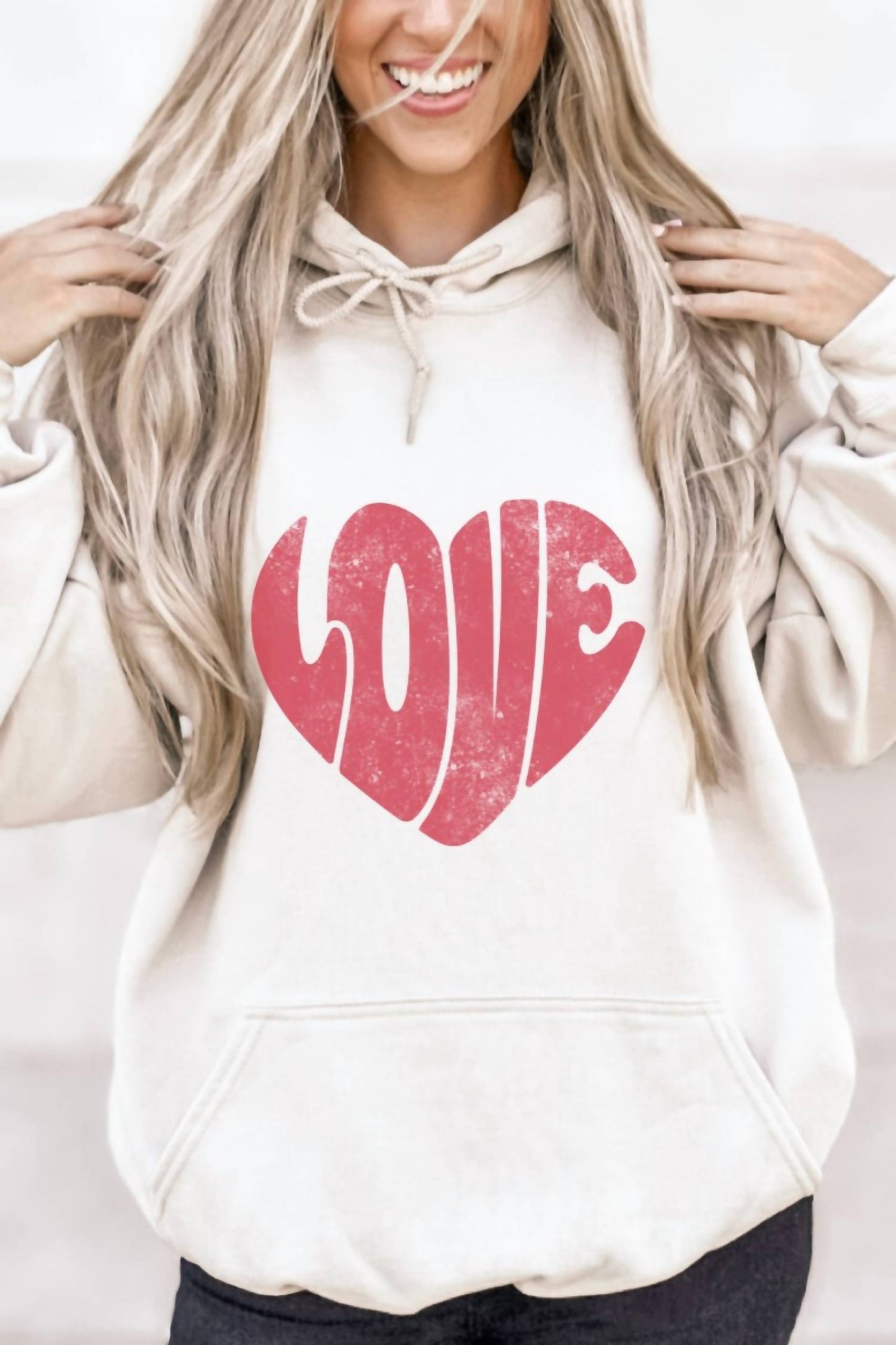 Liebesherz Distressed Valentinstag Hoodie