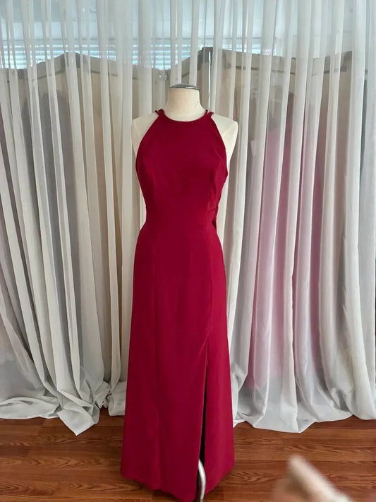Women's Crepe Halter X-back Dress