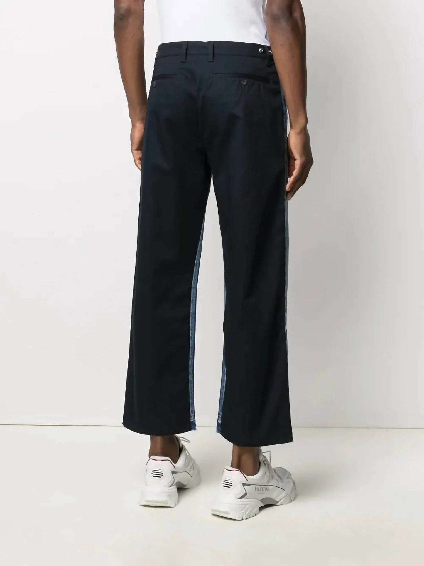 Dual Material Denim Trousers
