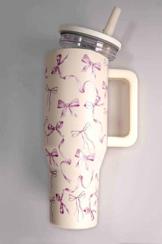 40 Oz Coquette Bow Insulated Stainless Steel Tumbler With Handle