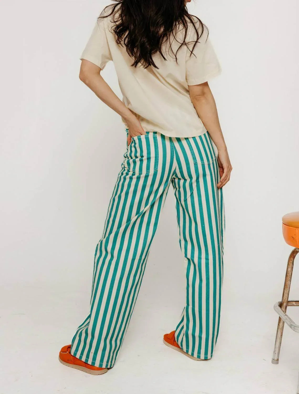 Gestreifte Berta Lange Jeans