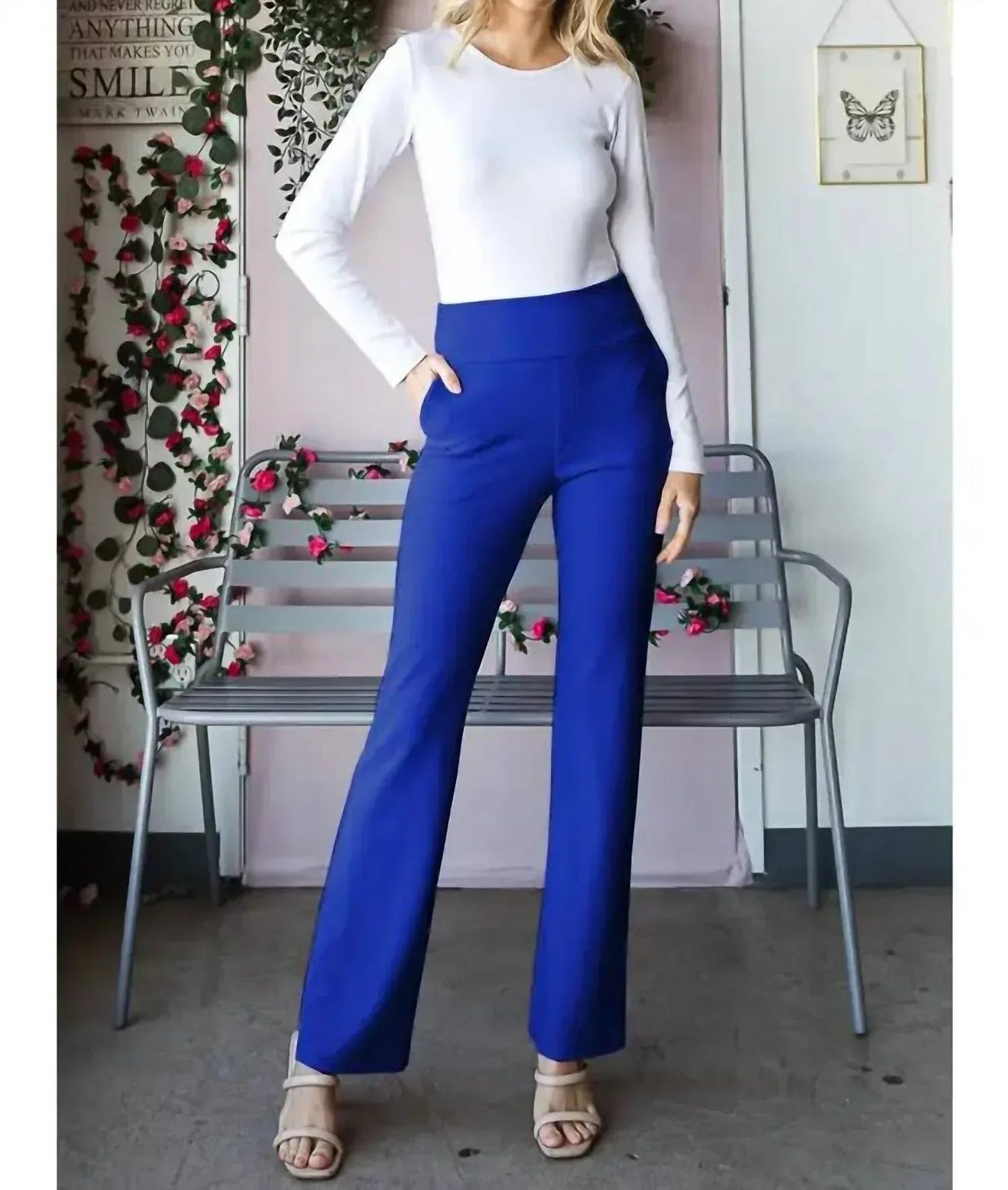 High-Waist-Schlaghose aus Stretchmaterial