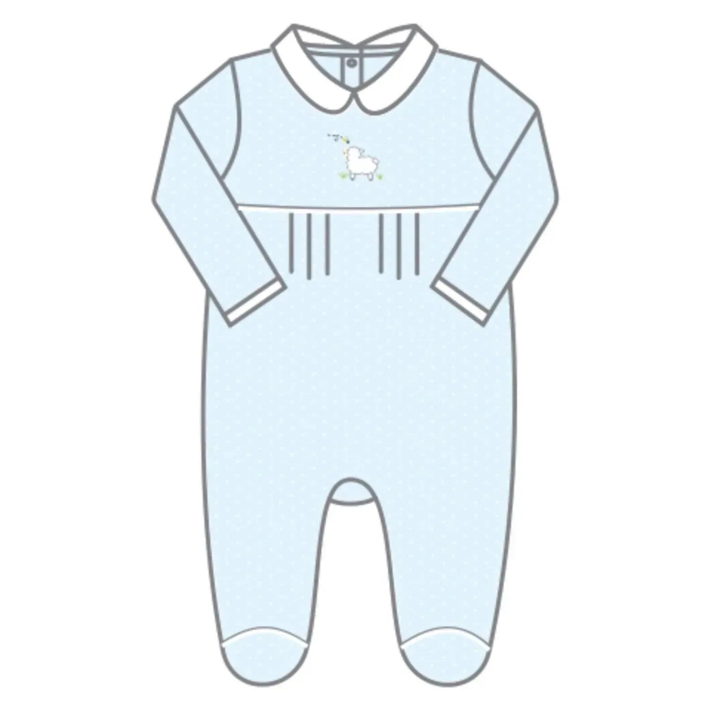 Baby Boy Sweet Lamb Classics Emb Collared Boy Footie