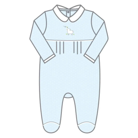 Baby Boy Sweet Lamb Classics Emb Collared Boy Footie
