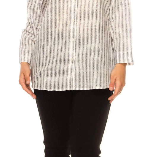 Button Down Long Sleeve Print Top