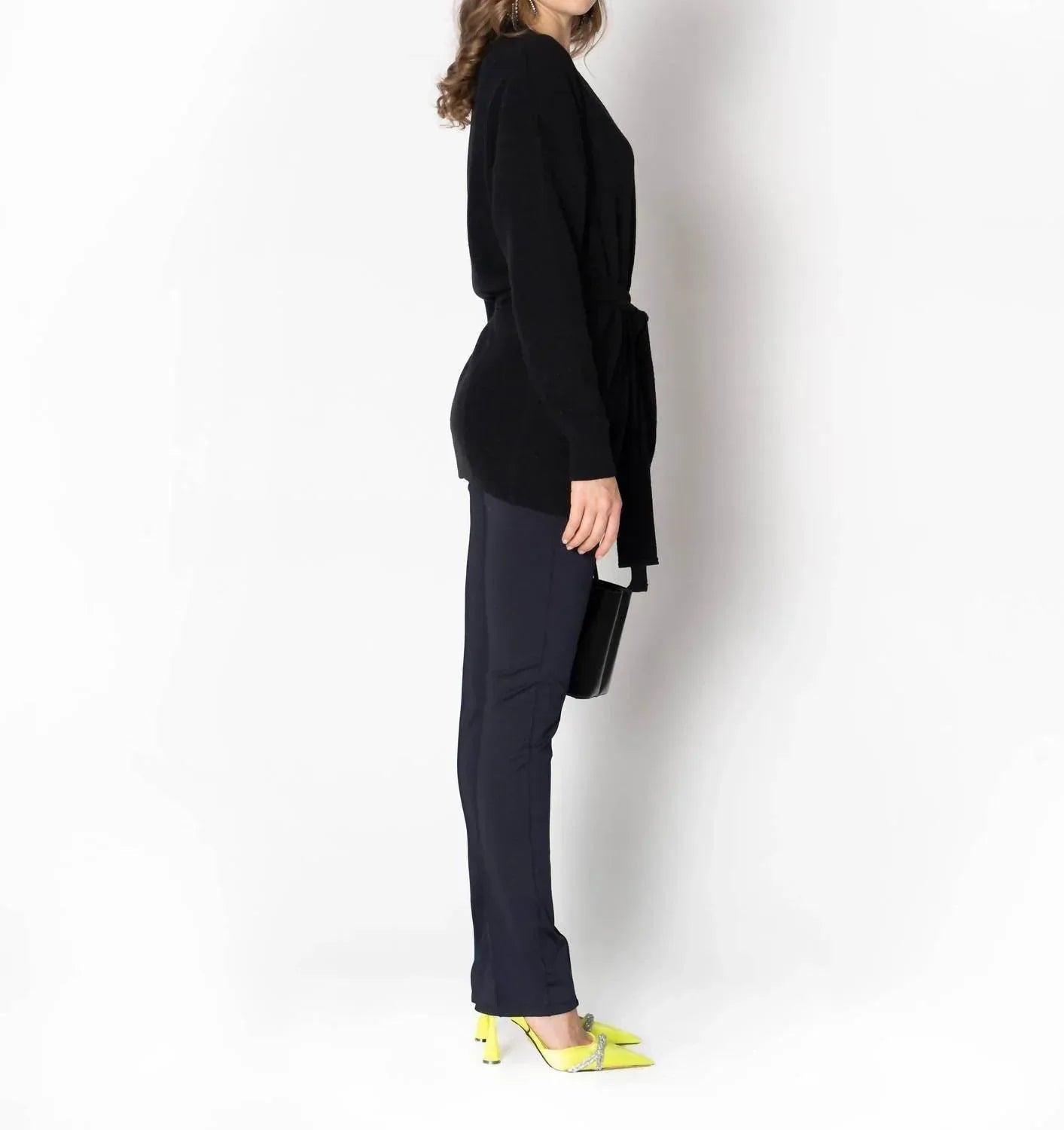 Waist Tie Slender Knit Relaxed Cardi