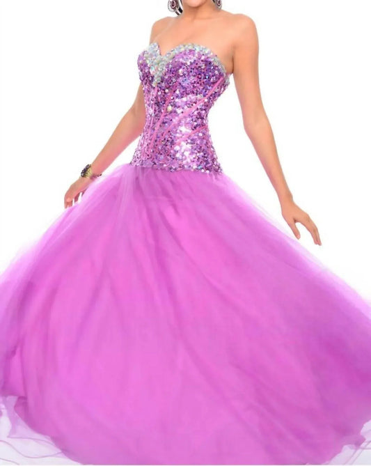 Vollständig paillettenbesetztes Korsett-Ballkleid