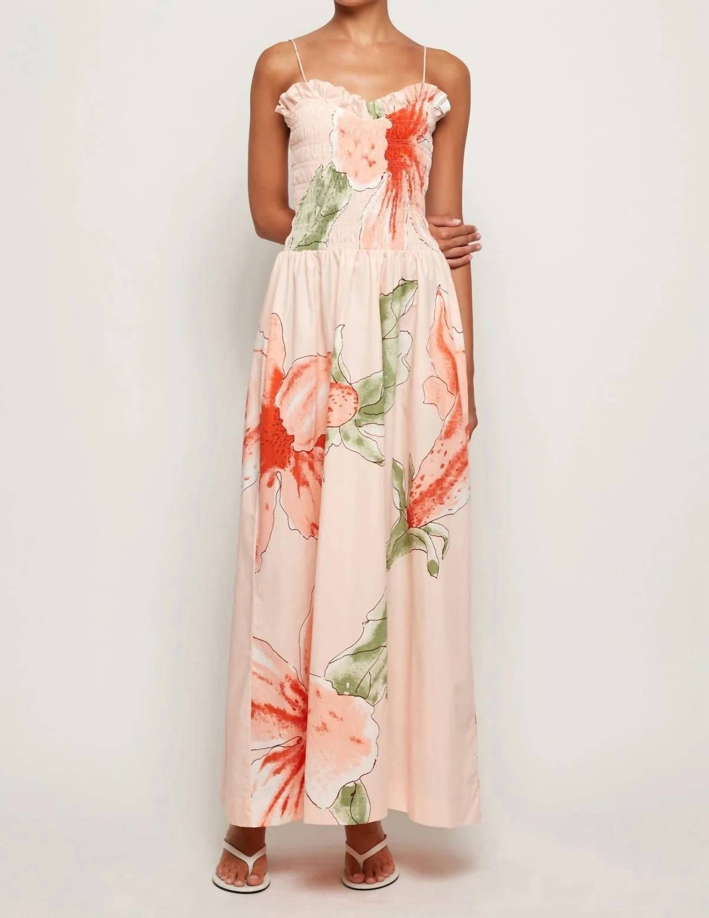 Midi-Kleid mit Rüschenoberteil