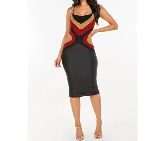 Elegant Glitter Spaghetti Straps Midi Dress
