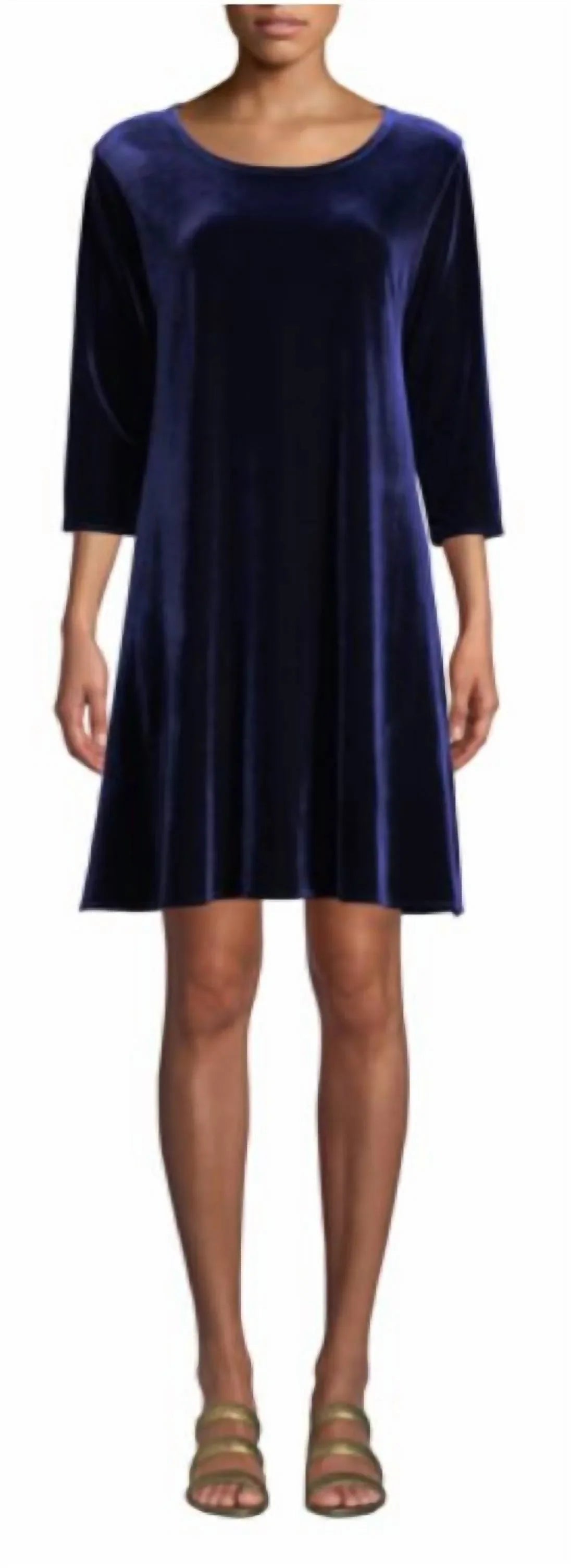 Velvet A Line 3/4 Sleeve Dress