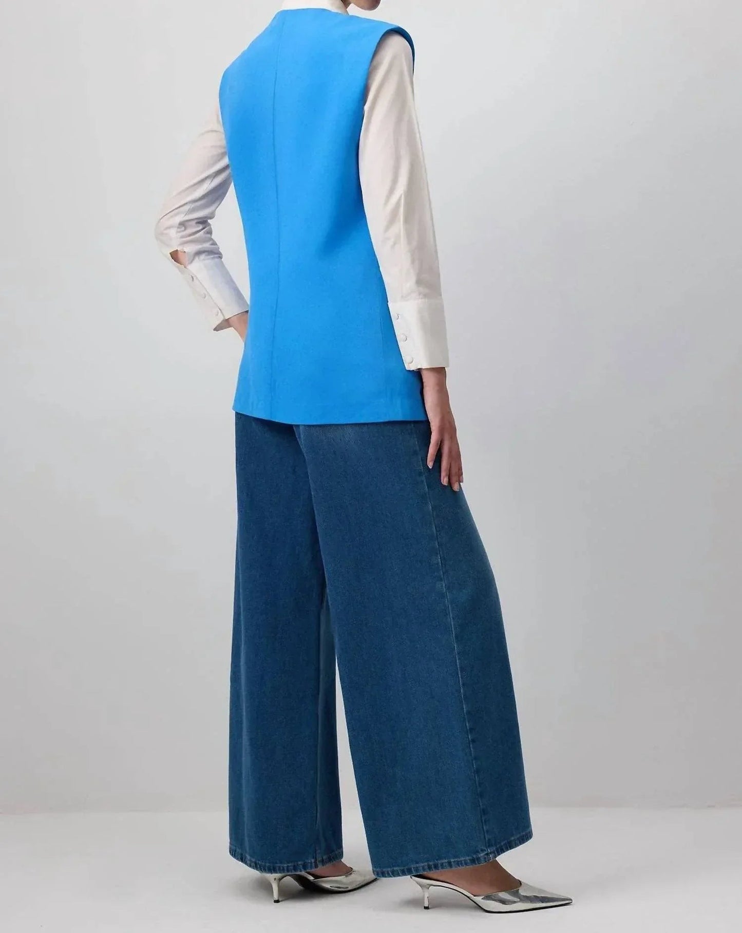 Linen Blend Double-Breasted Tailored Vest
