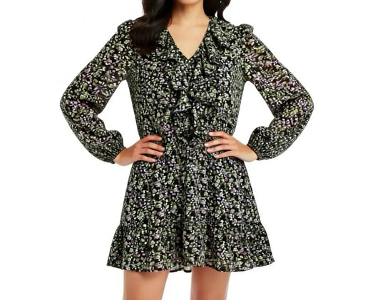 Chiffon Floral Flowy Mini Long Sleeve Dress
