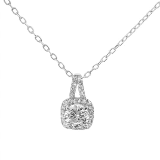 Women's Moissanite With Square Halo Necklace
