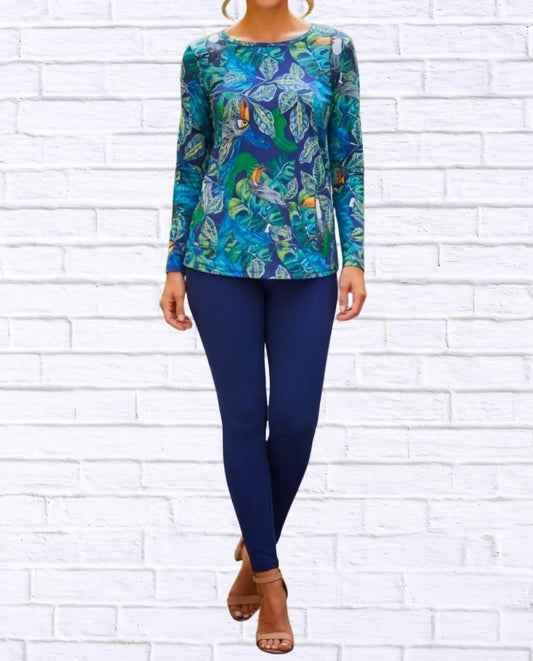 Langarmshirt mit tropischem Tukan-Print