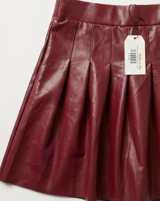 Women's Pleated Polyurethane Skirt