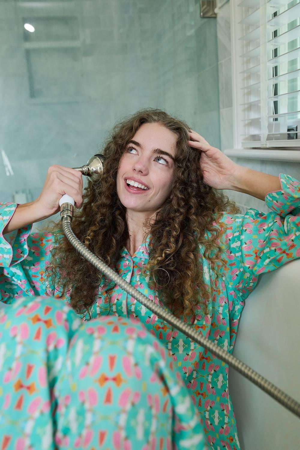 Pyjama-Set mit Wellenkante – Lang