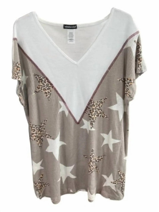 Women's Short Sleeve Top With Stars - Plus