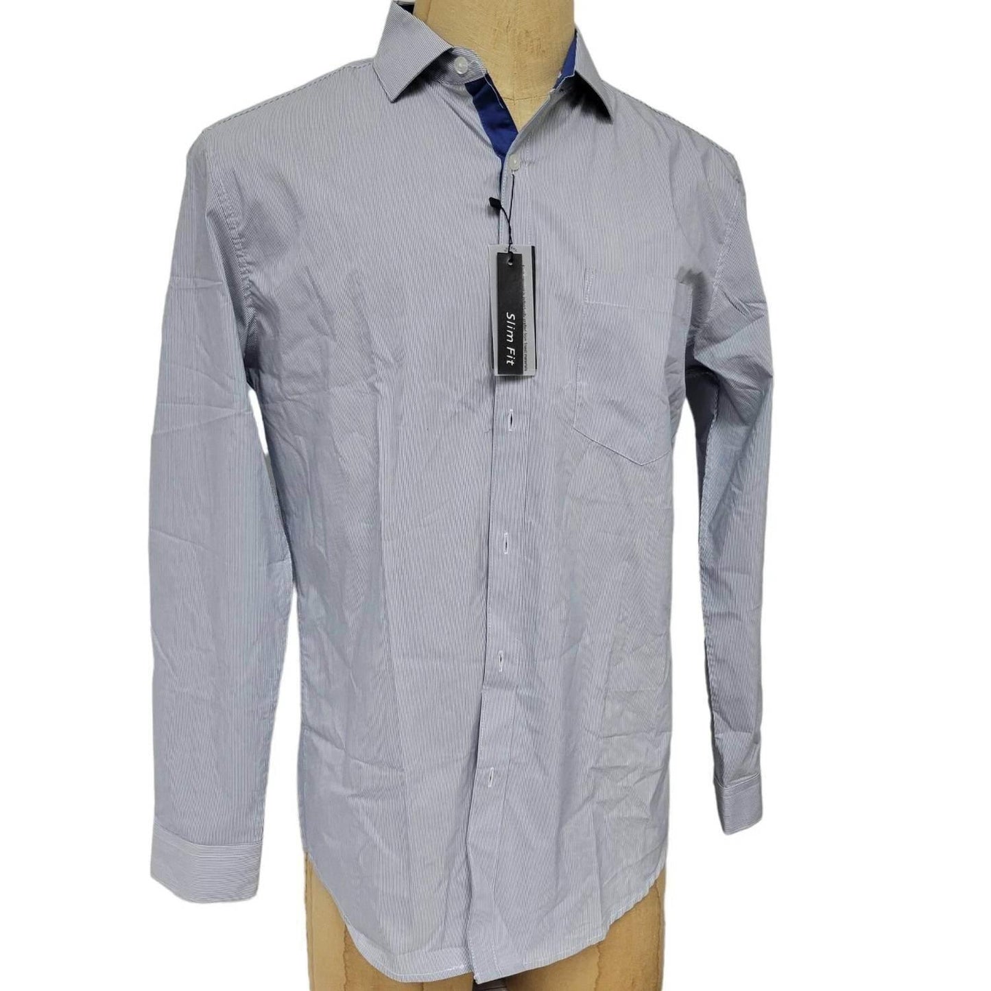 Men's Long Sleeve Slim Fit Striped Shirt