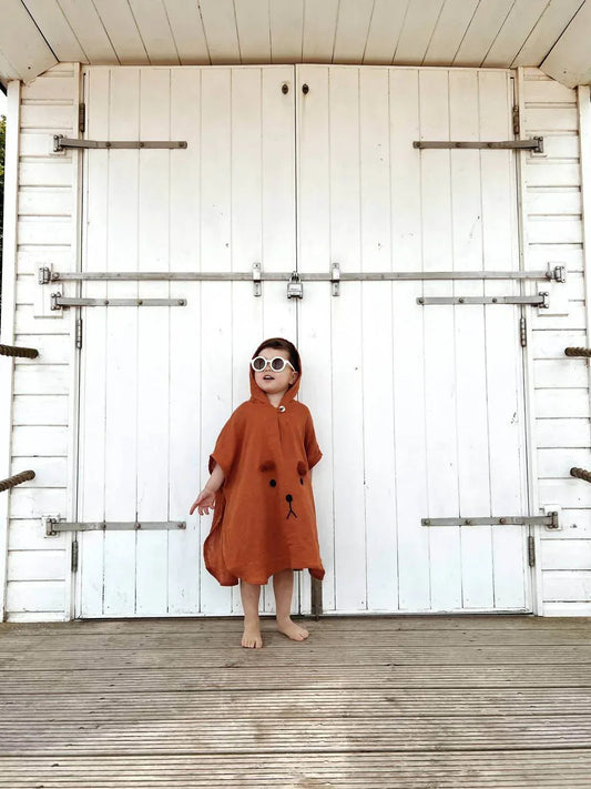 Bear Organic Muslin Poncho For Babies And Toddlers
