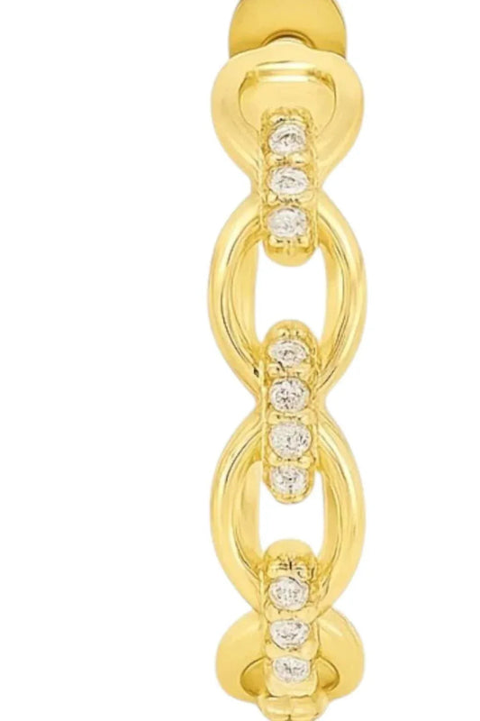 Women's Moissanite Oval Link Post Hoop Earrings