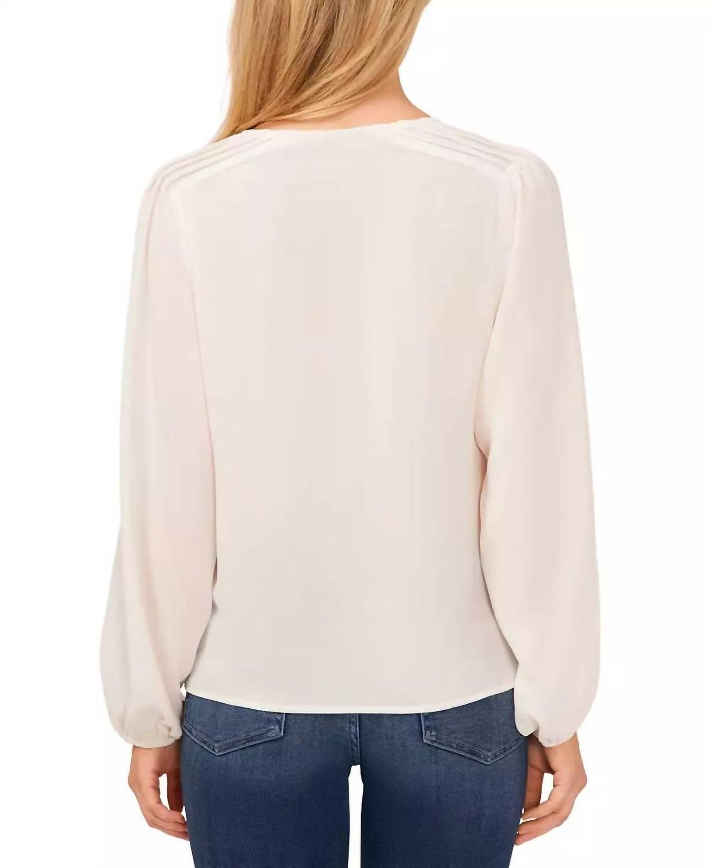 Langärmlige Wickelbluse mit V-Ausschnitt
