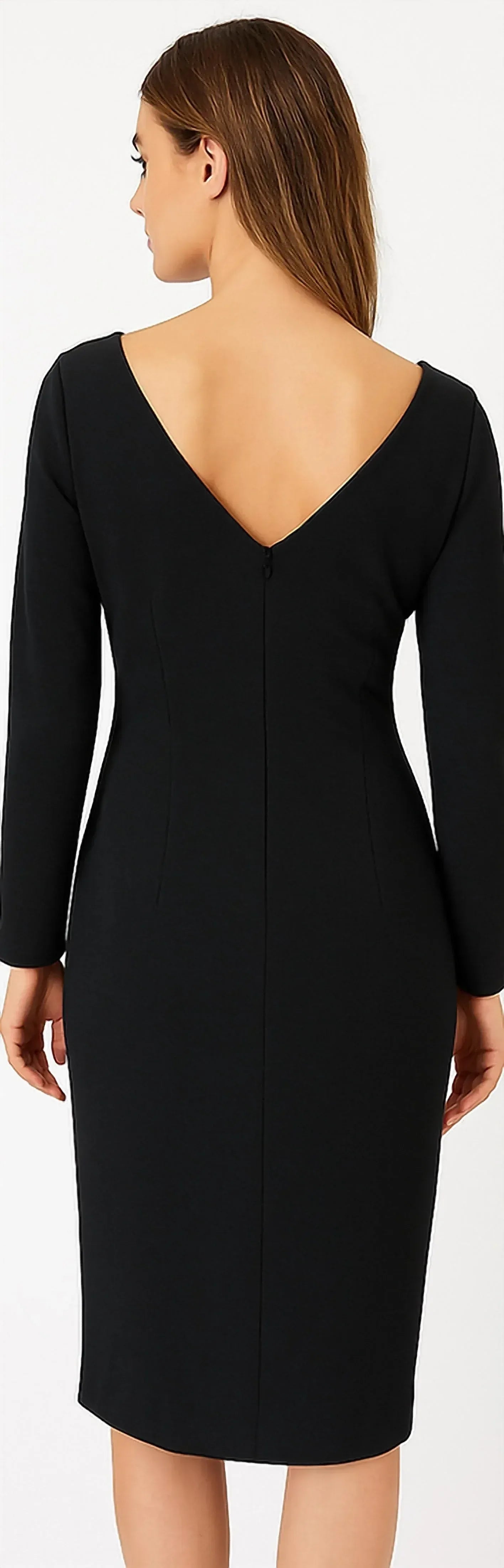 Kleid mit V-Ausschnitt und seitlicher Raffung