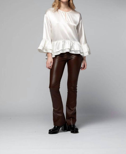 Beyina Lambskin Leather Flare Pant