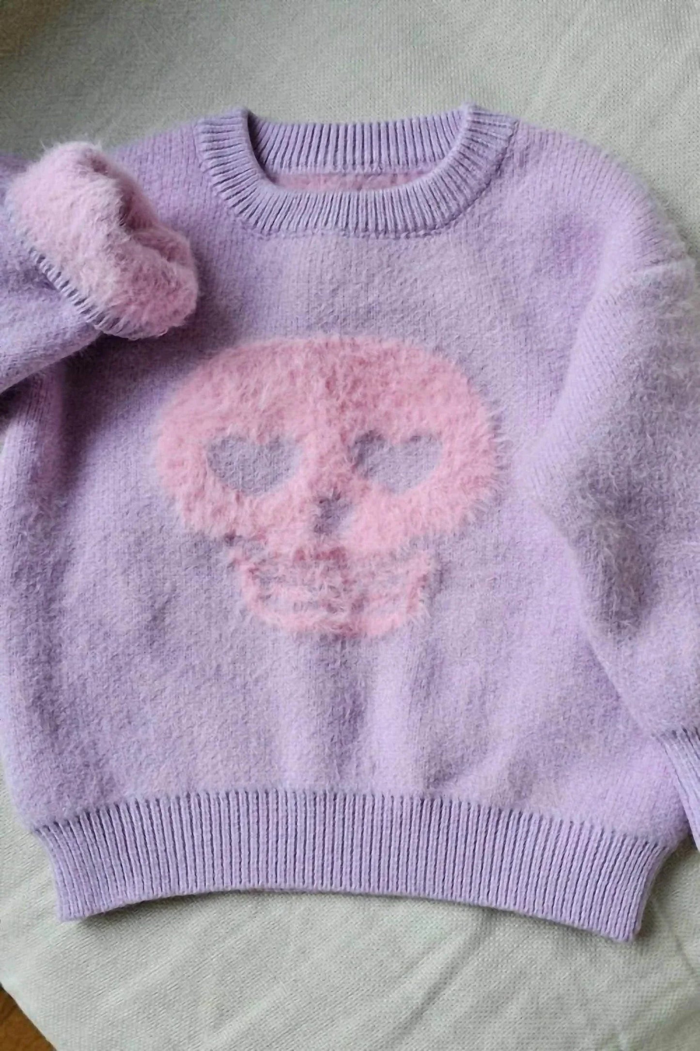 Kids Fuzzy Skull Sweater
