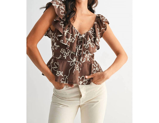 Kait bestickte Bluse mit Blumen und Rüschen