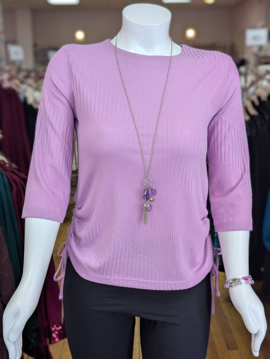 Women's Valentino 3/4 Sleeve Cinched Side Top