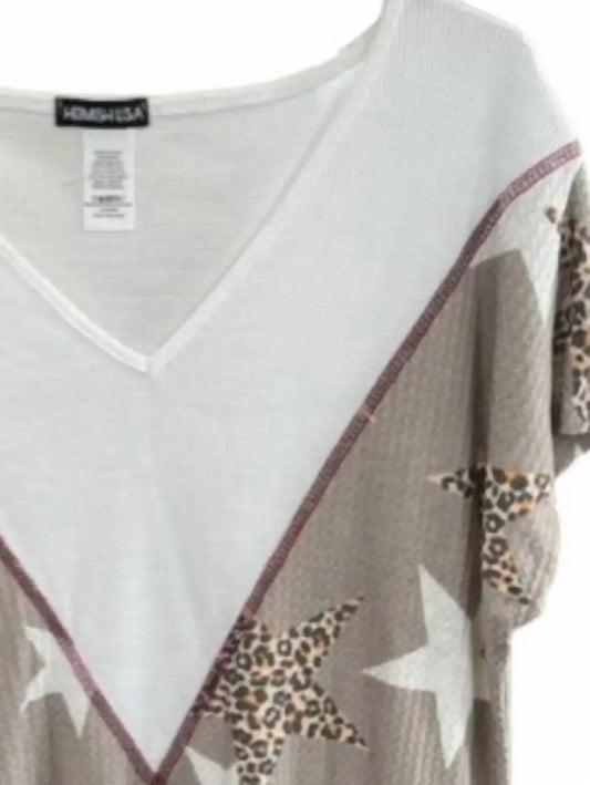 Women's Short Sleeve Top With Stars - Plus