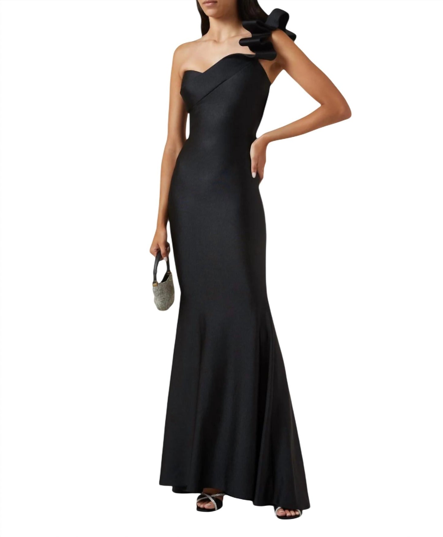 Figurbetontes langes Kleid mit One-Shoulder-Träger