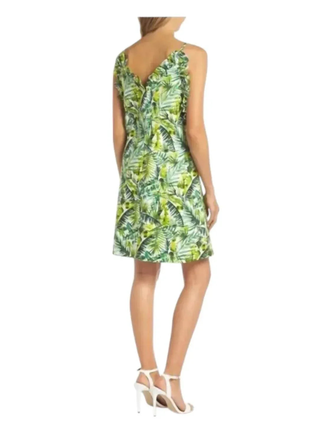 Ärmelloses Kleid mit Rüschenoberteil und Knielänge