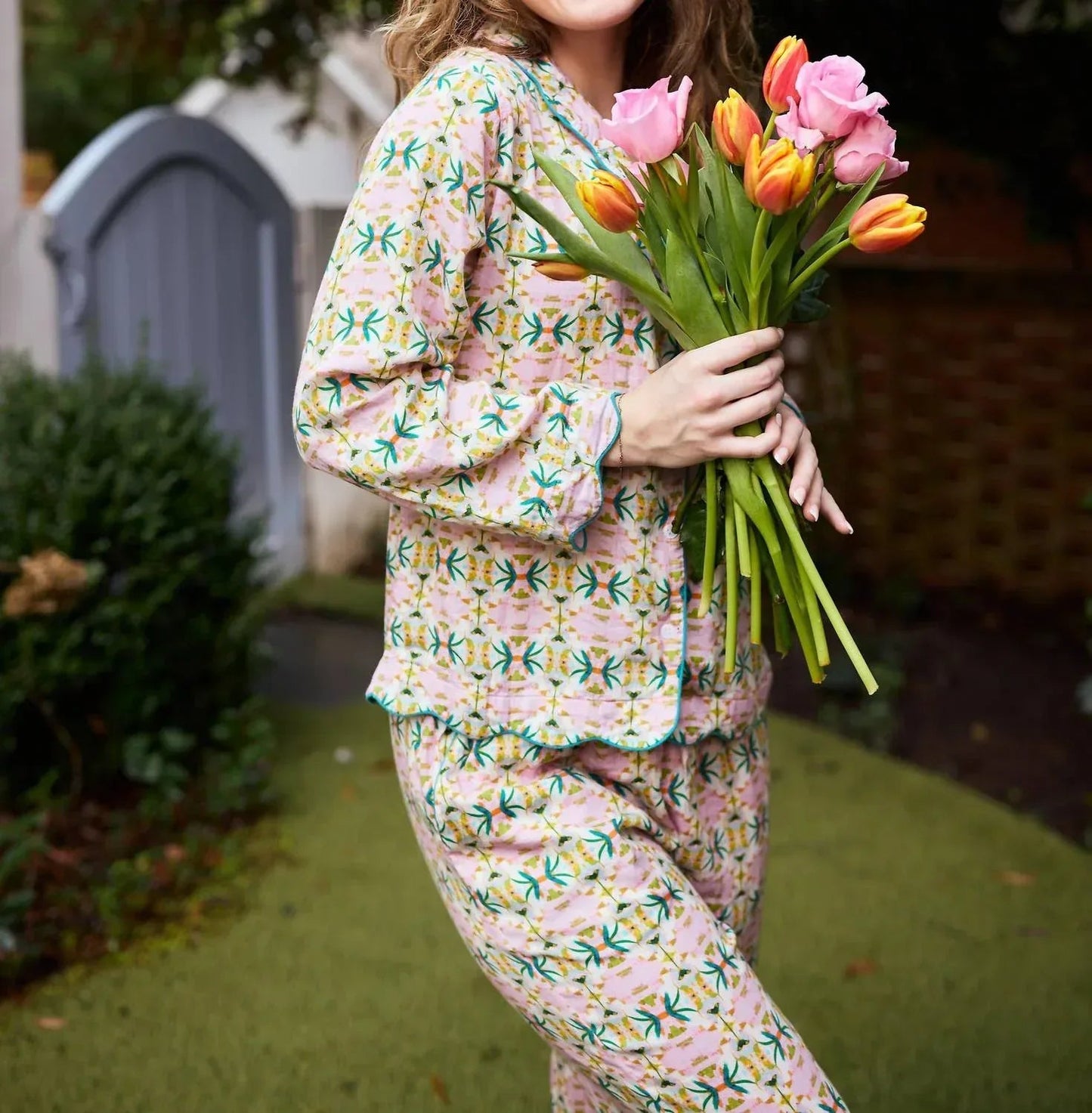 Scalloped Pajama Set - Long