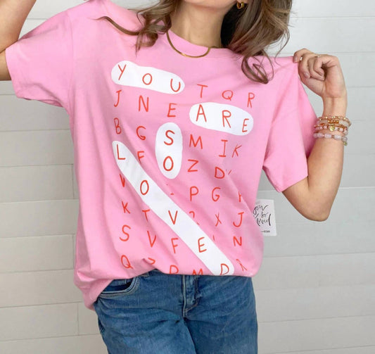 Crossword Puzzle Graphic Short Sleeve Crew Neck Tee