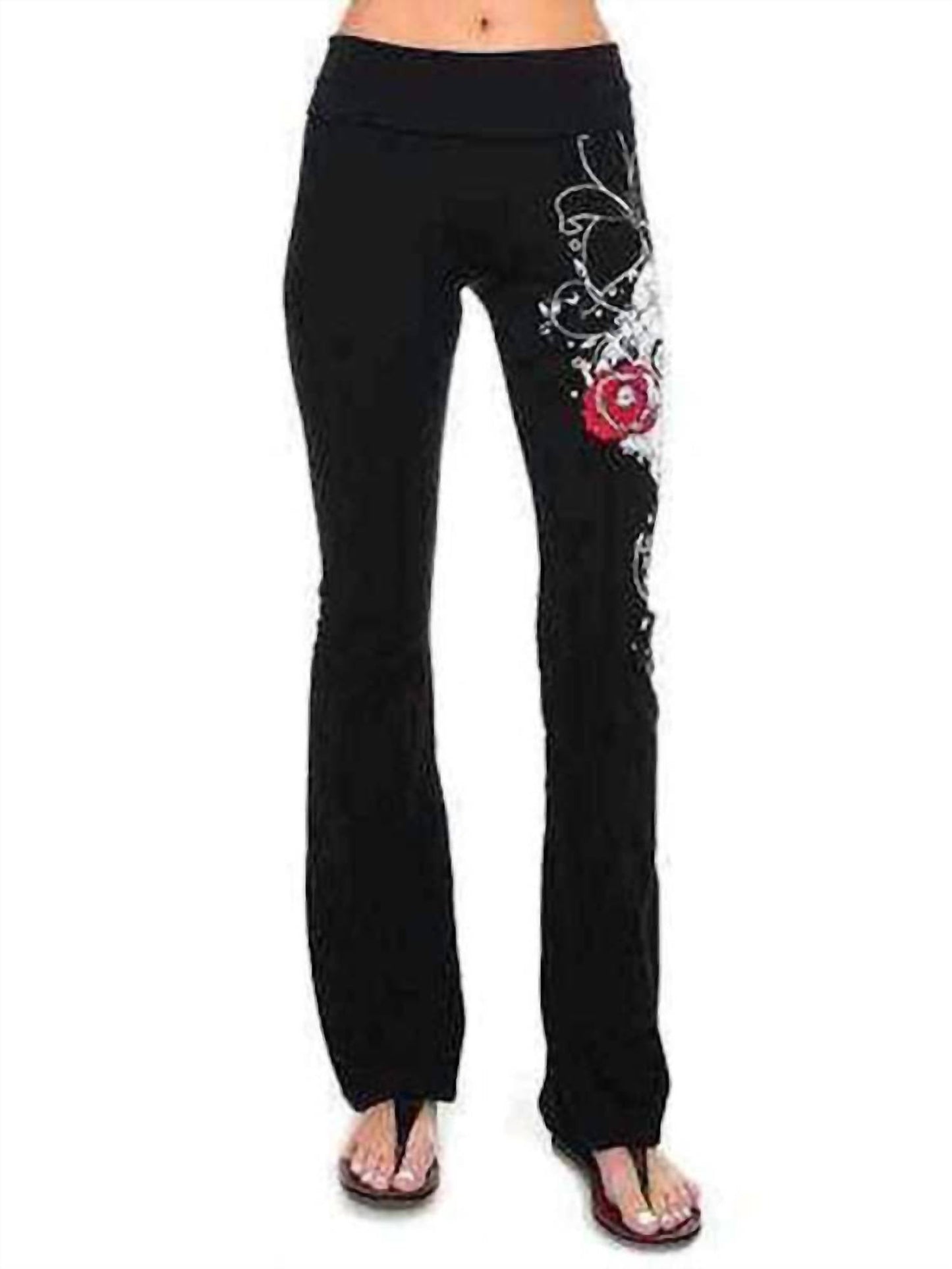 Skull N Rose Embellished Casual Pants